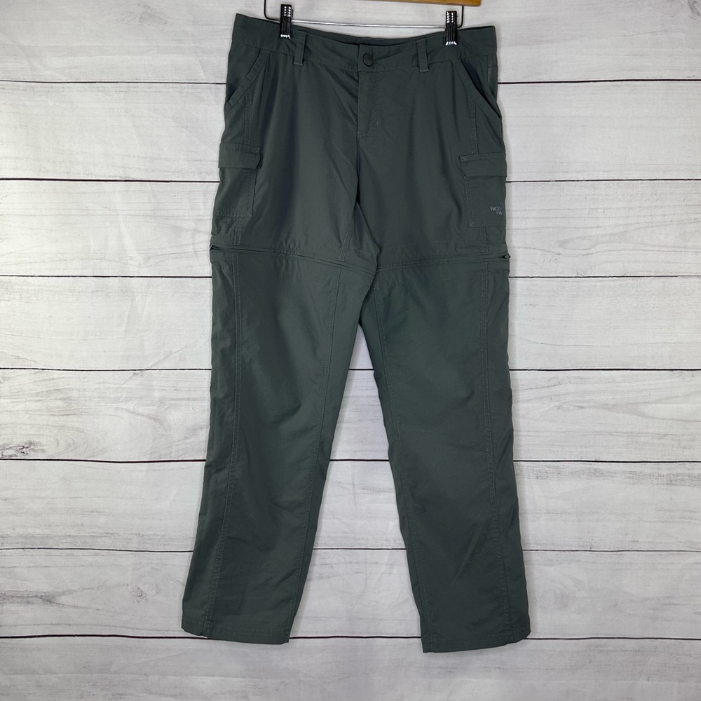 The North Face zip off hiking pants in Dark Green